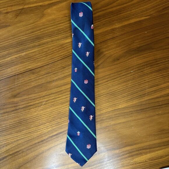 Vintage Santa Country Clubs Mens Tie Patterned Polyester Made in USA Navy Blue S - Picture 1 of 6